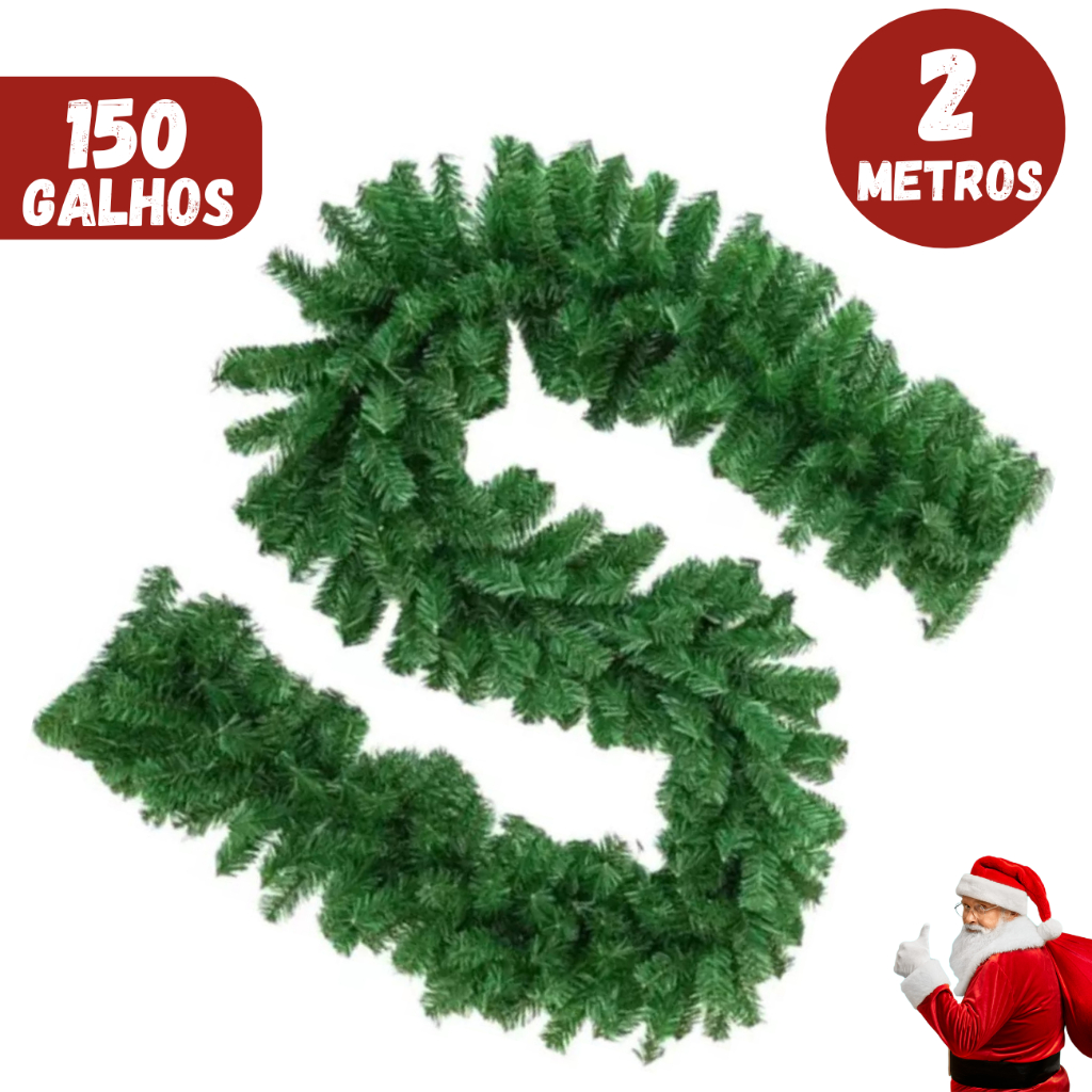 Festao Aramado Verde 2M 150 Galhos Natal Decoracao Arvore Natal ...