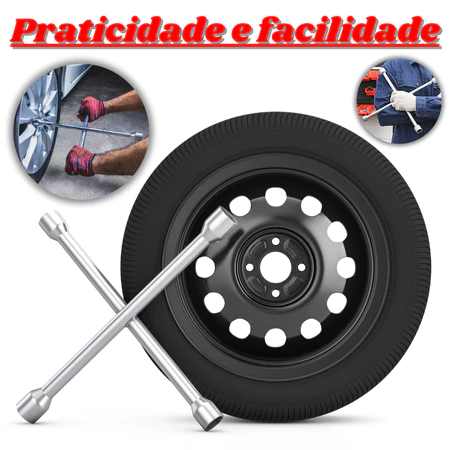 Chave de Roda Estrela Universal Para Carro 4 Bocas 17 19 21 23 Tipo Cruz