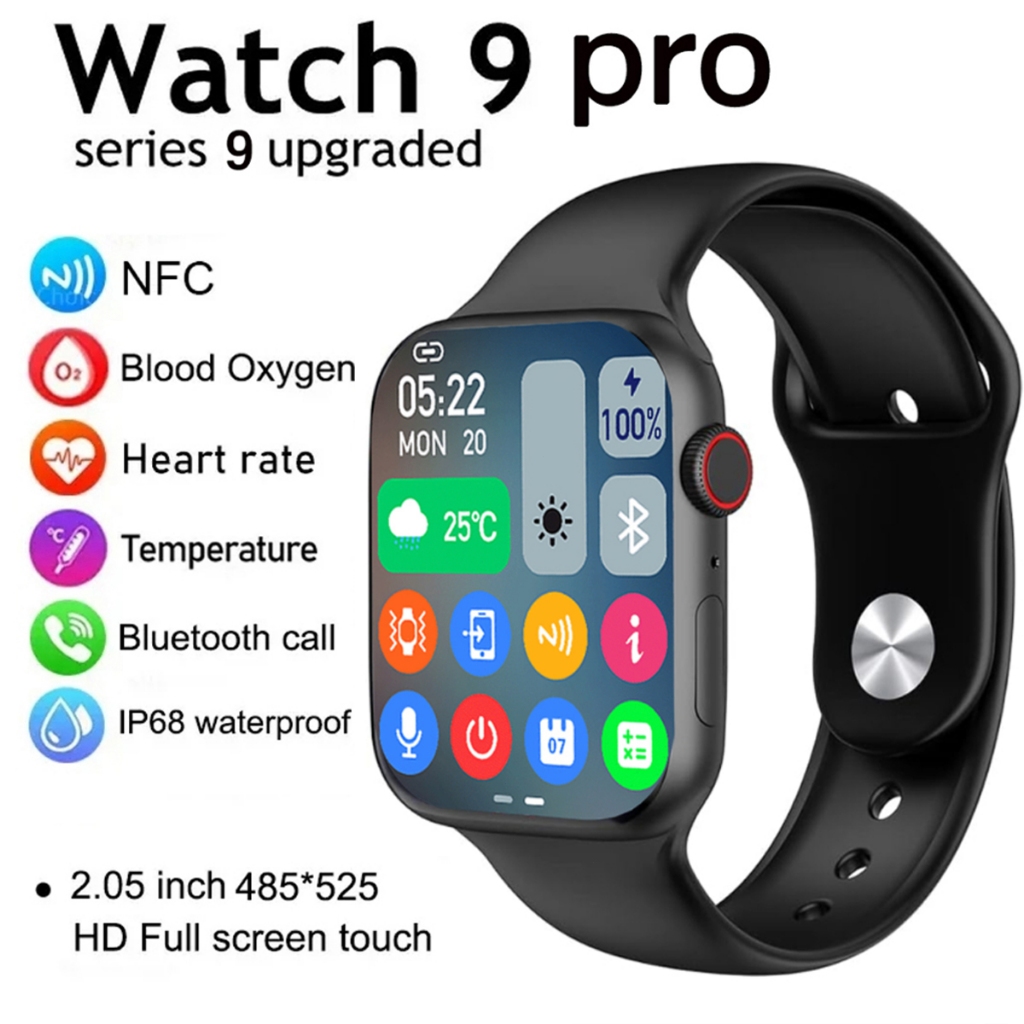 2024 Relógio 9 Smart Watch 9 PRO Homens BT Chamada Sempre Em Exibição Temperatura Corporal Fitness