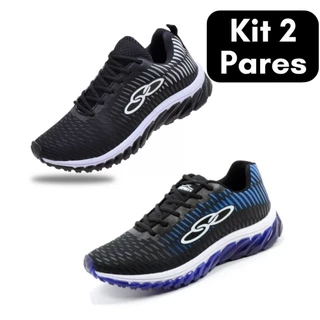 Kit 2 Pares Tênis masculino Olmyp Academia Corrida Caminhada Confortável Envio Imediato