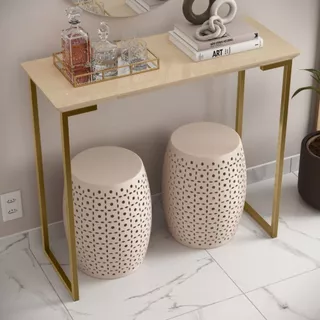Aparador de Sala Industrial Mesa Lateral MDF Para Decoração Pé Metálico
