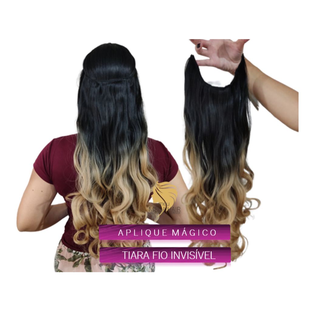 Aplique Cabelo Mega Hair Ondulado Bio Humano Loiro Acinzentado Fio