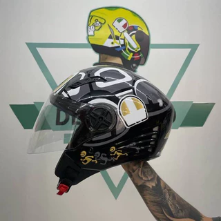 Capacete Fw3 X Open Classic Aberto Personalizado Modelo Tartaruga Cinza
