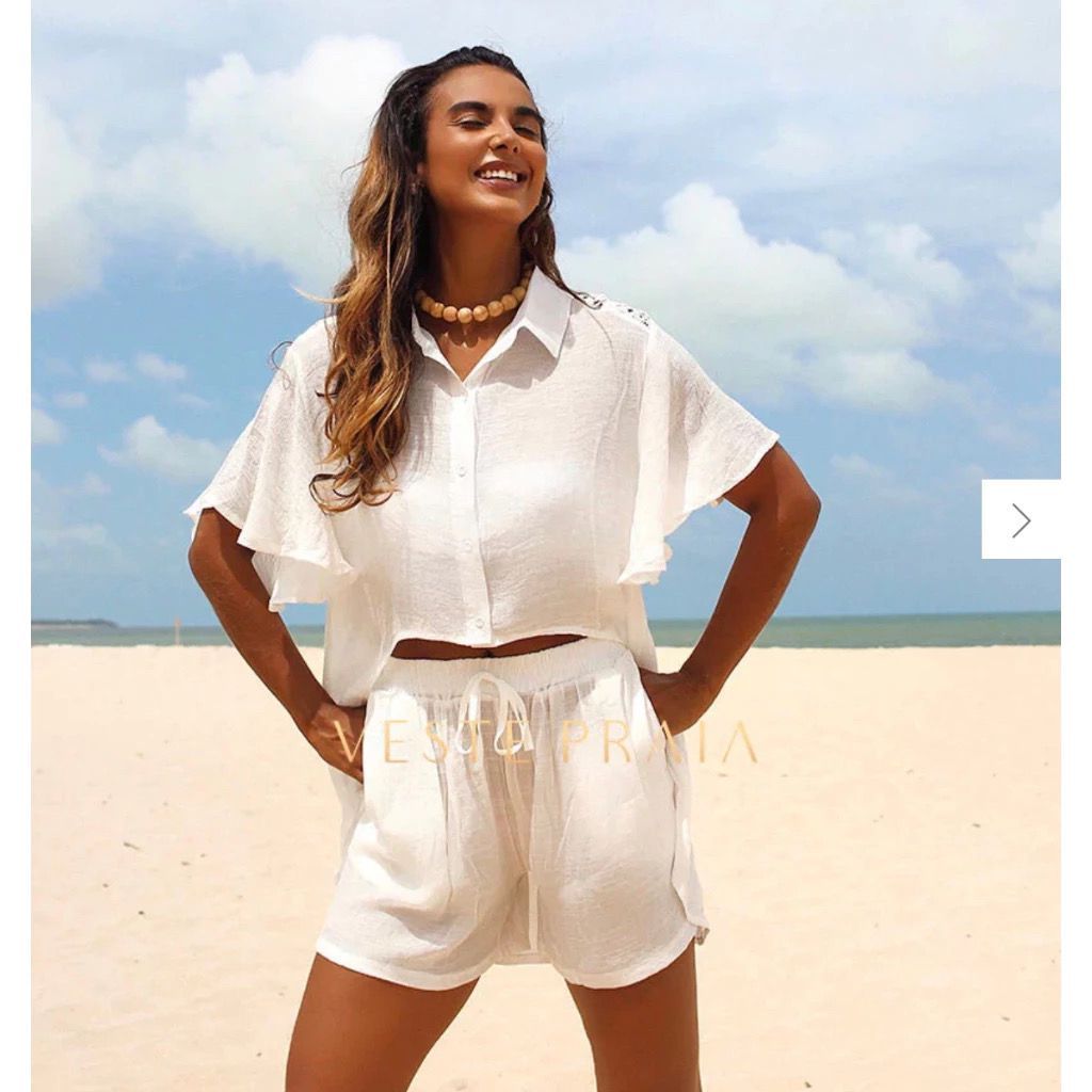 Conjunto Saida De Praia Camisa e Short Moda Praia | Shopee Brasil