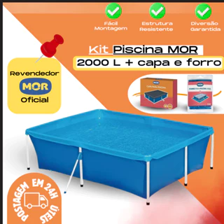 Piscina Infantil 2000 Litros Retangular Mor + Capa + Forro