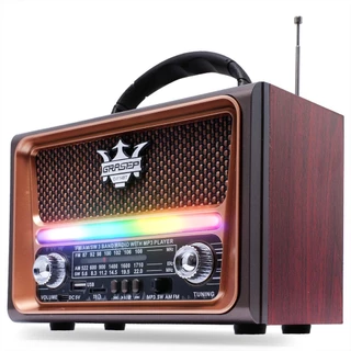 Radio Retro Vintage Bluetooth Portátil 10W AM FM SW Led RGB Antena Analógica Pendrive Mp3 Usb Type-C