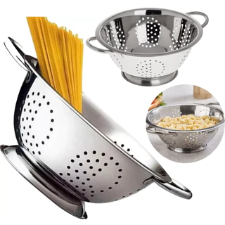Escorredor Macarrão Inox Massas e Legumes Com Alças Cozinha Grande 24cm
