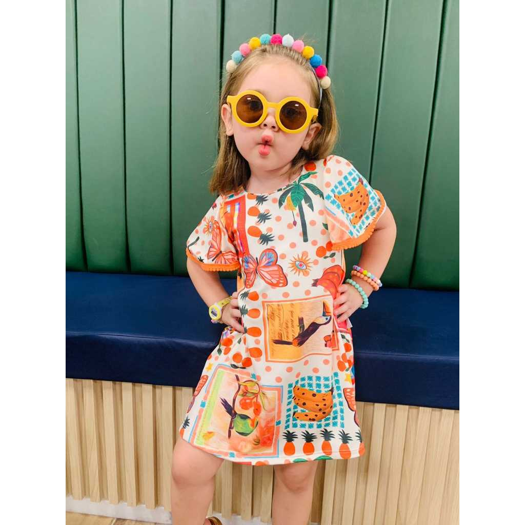 Vestido Tropical Moda Menina Verão Cores