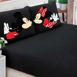 Jogo De Lençol Casal/Queen/King 3 Peças Tematico Diversos Ideal Para Cama Box - Poliester Mickey e Minnie Opções em Oferta na Shopee