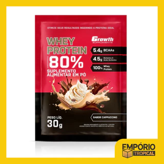 WHEY PROTEIN CONCENTRADO Sachês de 30g cada - Growth Suplementos Cappuccino