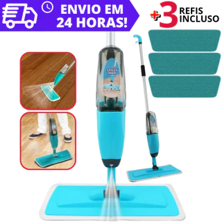 Mop Spray Mágico Esfregão C/ 3 Refis Microfibra Reservatório Limpeza