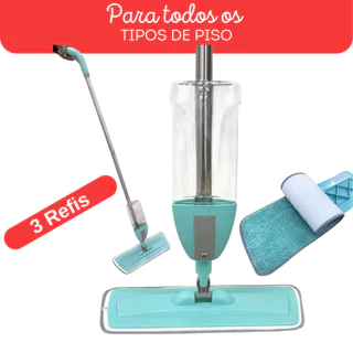 Mop Spray Magico Esfregão Com Reservatorio Rodo De Limpeza 3 Refis Microfibra