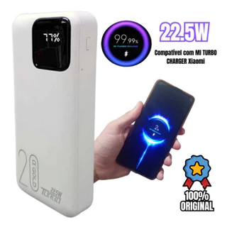 power bank turbo 20000 mAh 22.5W carregamento rápido Tipo C I USB e muito mais