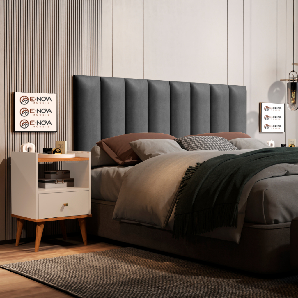 Cabeceira Cama Casal 140x45cm - Kit com 7 Cabeceiras Módulos Auto ...