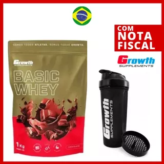 Kit Whey Protein Growth Basic Chocolate 1KG + Coqueteleira 600ml - Original