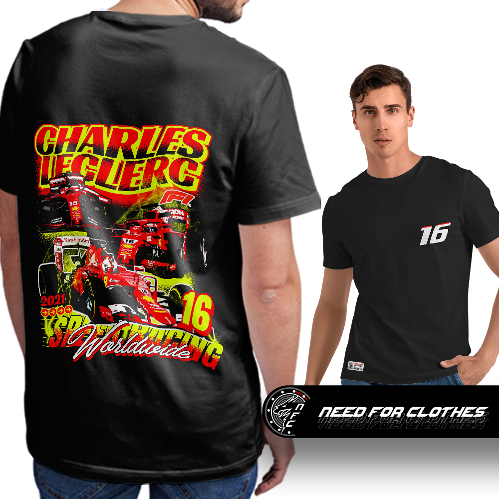Camiseta Charles Leclerc F1, Ferrari, Algodão, Estilo Racing, Paixão Automobilística