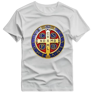 Camiseta Medalha de São Bento Religiosa Algodão Unissex