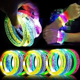 Kit 10/15/20 Pulseira Led Neon Coloridas Festa Aniversário Rave Balada