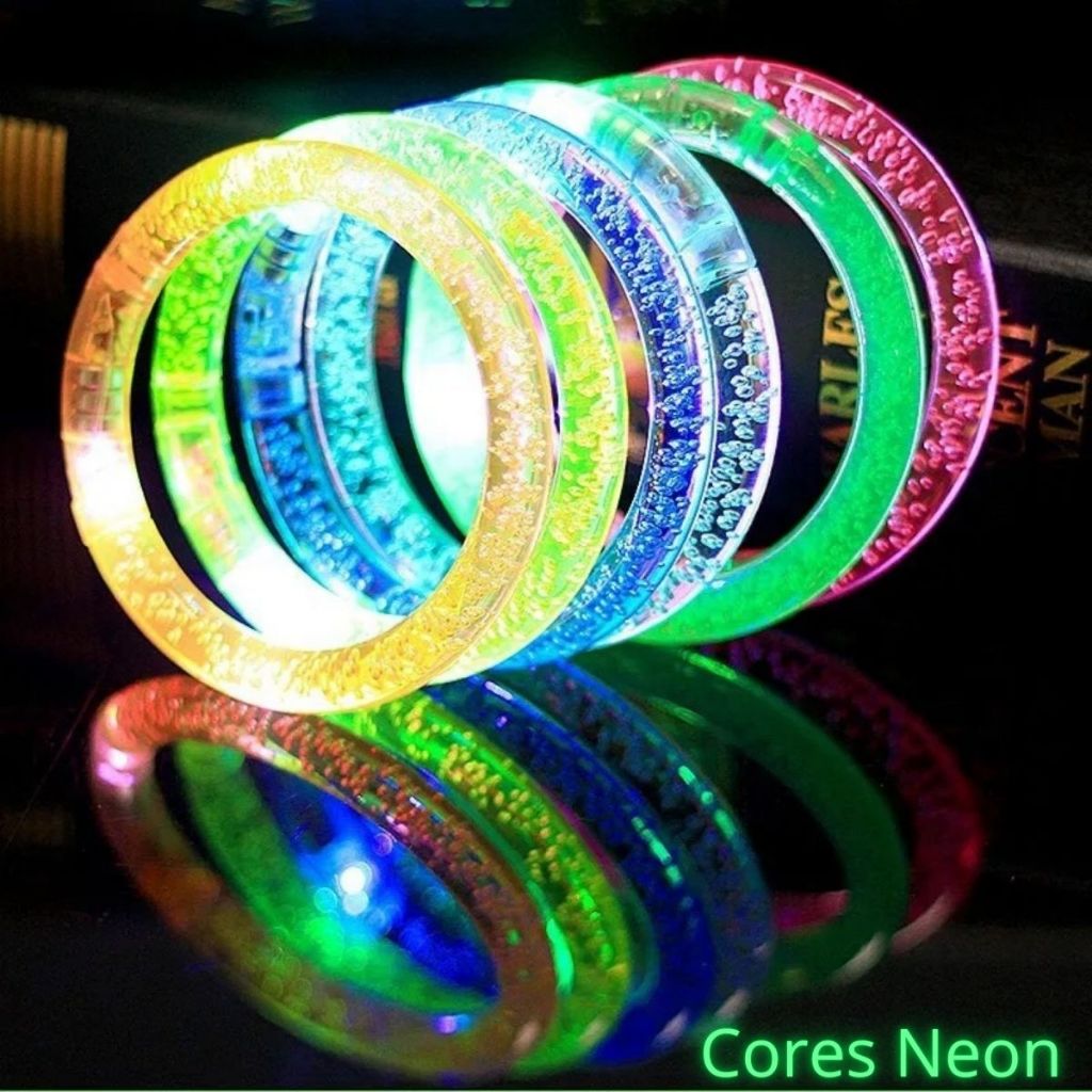 Kit 10/15/20 Pulseira Led Neon Coloridas Festa Aniversário Rave Balada ...