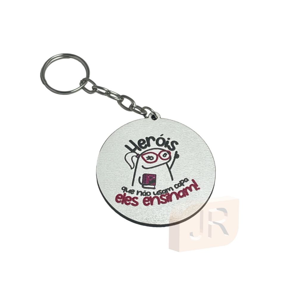 Kit 10 chaveiros Dia dos Professores Flork Lembranças Heróis que Ensinam