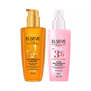 Kit Elseve Óleo Extraordinário + Sérum Glycolic Gloss em Oferta na Shopee