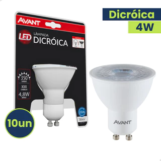 Kit 10 Lâmpada LED MR16 Dicróica 4W Luz Fria 6500K Luz Neutra 4000K Luz Quente 3000K Avant