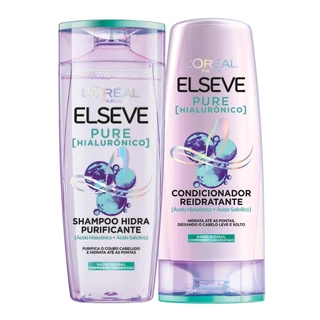 Kit Shampoo L'Oréal Paris Elseve Hialurônico Pure 400ml + Condicionador L'Oréal Paris Elseve Hialurônico Pure 400ml em Oferta na Shopee