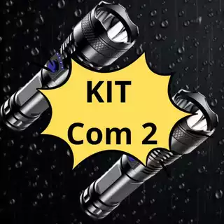 KIT COM 2 Lanternas Com Strob Iluminação Potente Carregamento USB MT114 (CR)