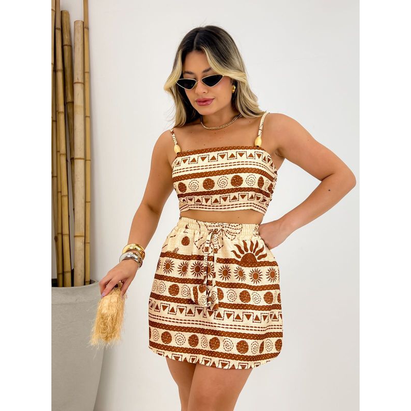 CONJUNTO CLARICE - INSPIRAÇÃO F A R M - ESTAMPADO - COLEÇÃO PRIMAVERA/VERÃO - MODA FEMININA