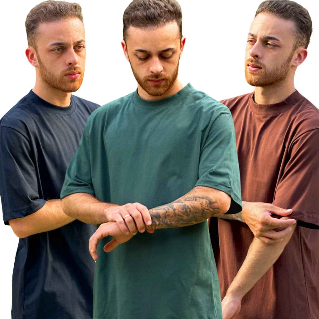 Kit 3 Camisetas Oversized Streetwear Camisa Larga