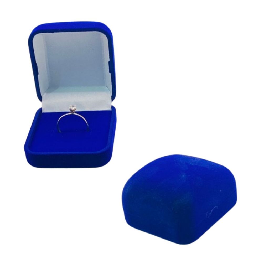 1 unidade estojo caixinha para anel solitário veludo azul royal atacado varejo