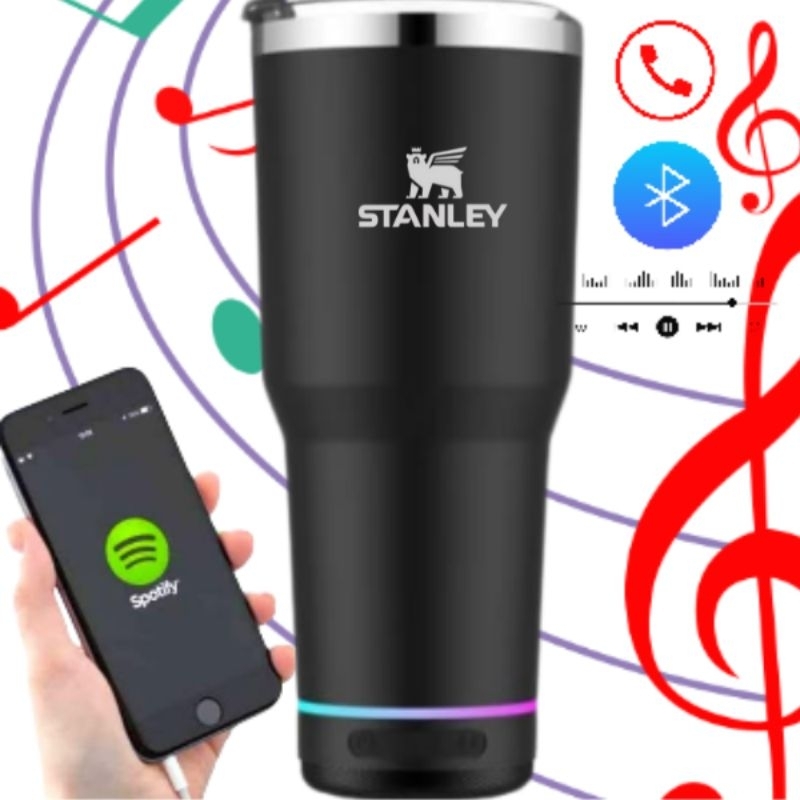 lançamento copo Térmico inox 900 / 500 ML com tampa com abridor e caixa de som com bluetooth e leds