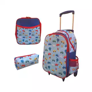 Kit Infantil Escolar Mochila De Rodinhas Carro carrinho creche crianças a partir de 1 ano bolsa pequena