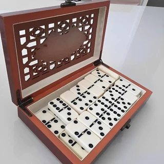 Jogo Dominó 28 Peças Maleta Caixa de Madeira MDF Pedra de Osso Profissional Luxo Premium p/ Aniversário Festas Eventos Decoração