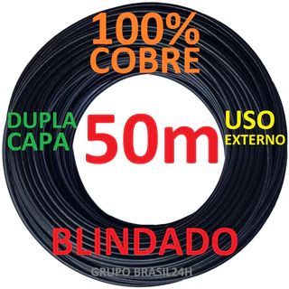 Cabo Rede Cat5e 50m Connect Cobre Ftp Externo Dupla Capa Blindado