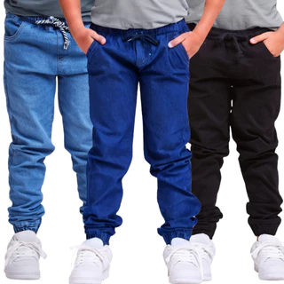 Calça infantil Bebe menino Jogger Masculina Com Cordão Regulador - Diversas Cores