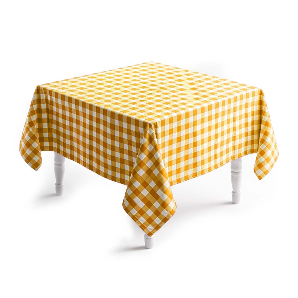 Toalha de Mesa Quadrada Xadrez Amarela 4 Lugares 70x70 100x100 140x140 ...