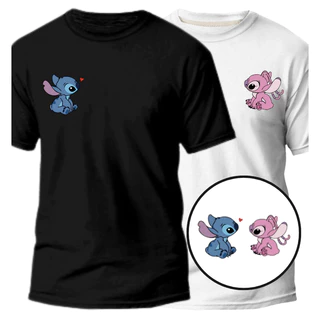 Camiseta De Casal Namorados Stitch e Angel Combinando Amigos Tecido Premuim e 100% Algodão
