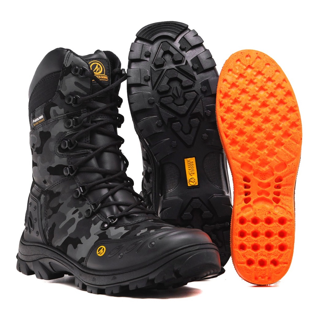 Bota cano alto Master Boots couro legitimo palmilha em gel | Shopee Brasil