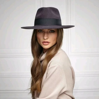Chapéu Fedora Floppy Marrom de Feltro Luxo com Regulagem