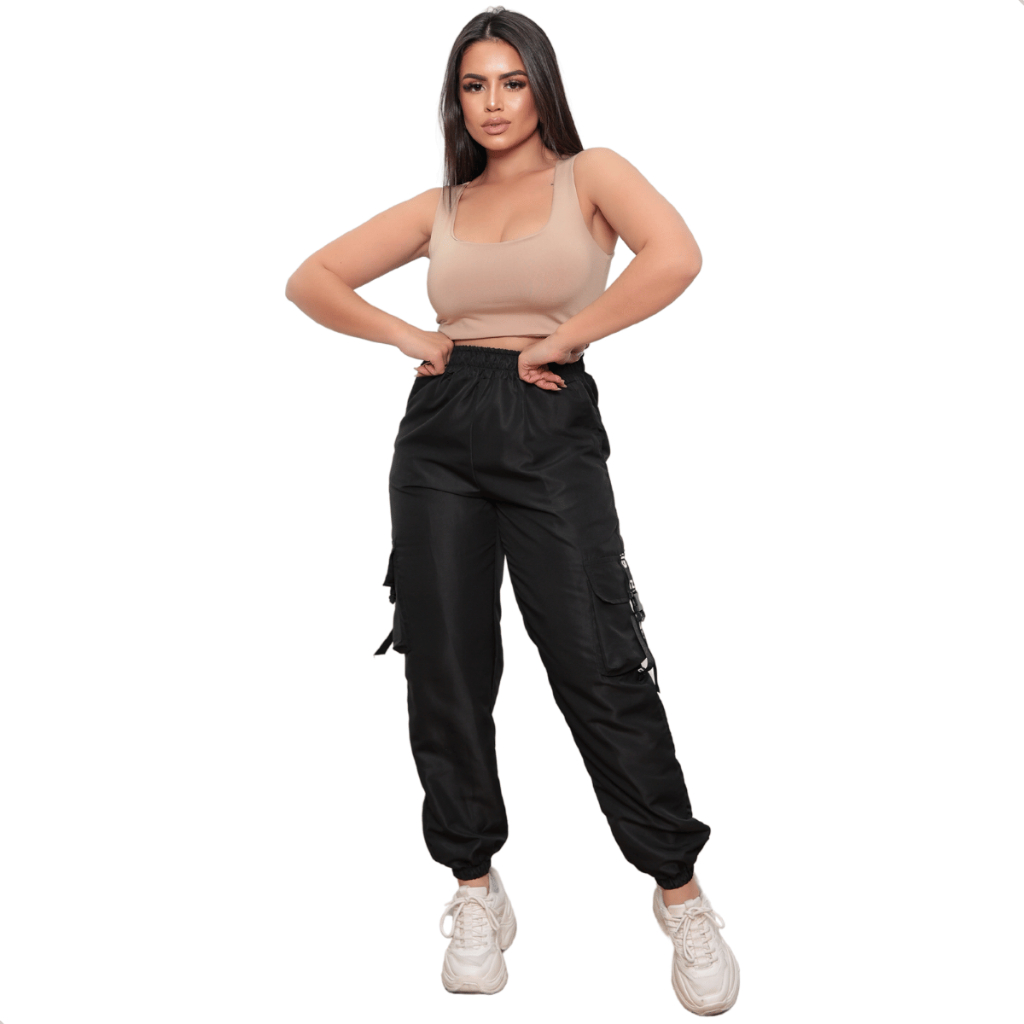 Calça Preta Feminina CalÃ§a Jogger Feminina Com Bolso Calça Preta