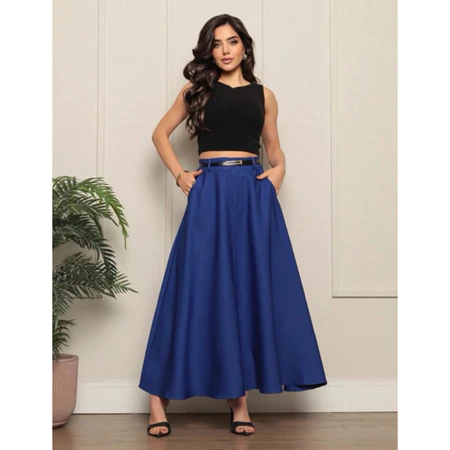 Saia Longa Feminina Alfaiataria Moda Evangélica Casual Básica Inverno Cintura Alta
