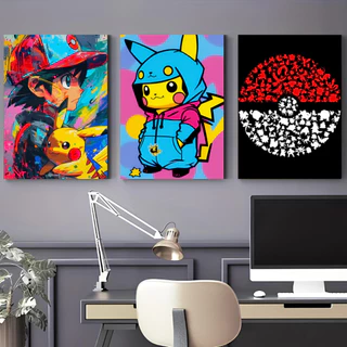 Kit 3 Placas Decorativas 1 ao 20 Pokemon, Quadro Grande A3 ou A4, Decoração Gamer, Setup, Casa nova