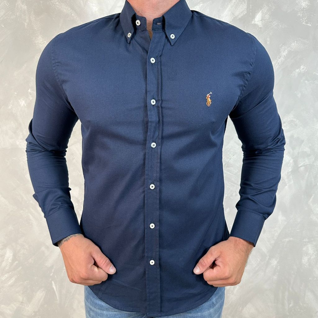 Camisa social manga longa de grife tecido Oxford. Varias cores | Shopee ...