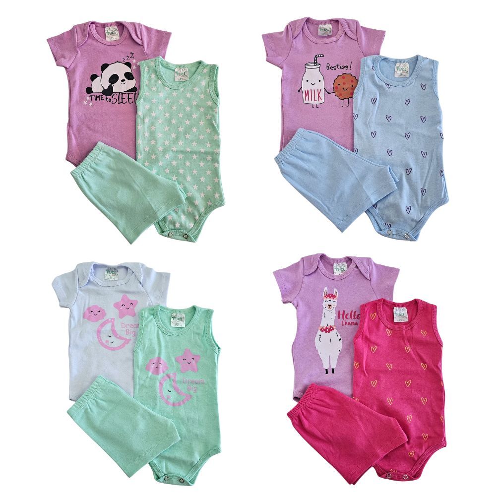 Kit 12 peças body infantil menina Tamanho RN/P/M/G/GG