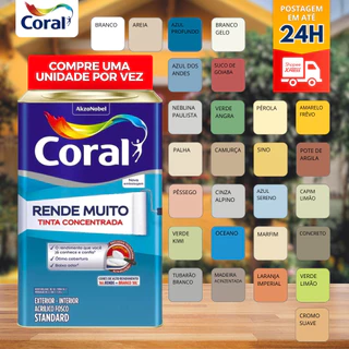 Tinta Coral Rende Muito 16L Cores (Branco, gelo, crômio, cinza alpino, tubarão branco, perola)