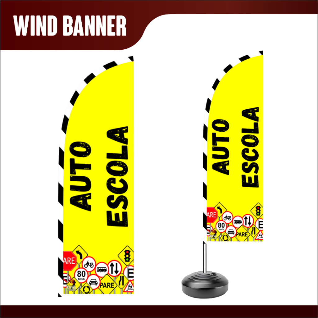 Bandeira para AUTO ESCOLA Wind Banner - Bandeira Dupla face - kit ...