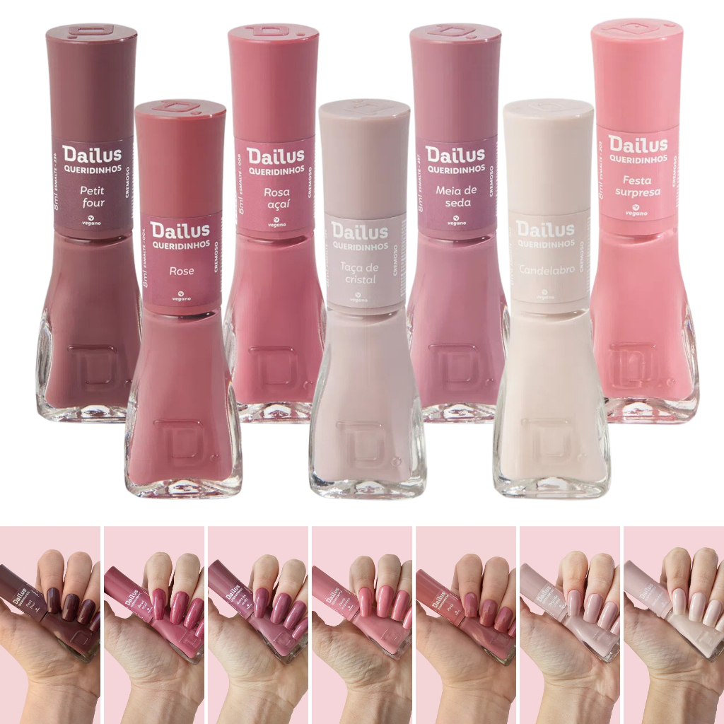 Kit Esmalte Dailus Nude Rosa Marrom Cremoso Queridinhos
