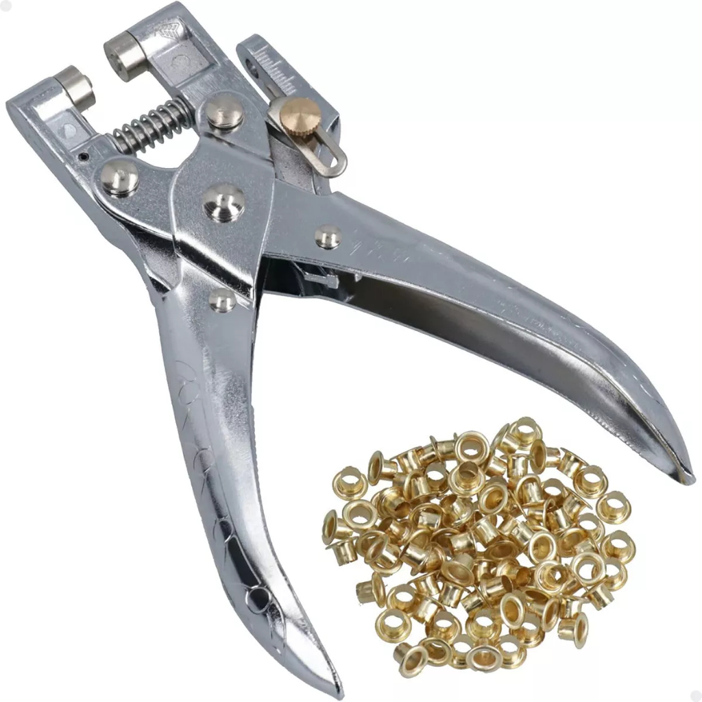 Alicate Ilhós 2 Em 1 Furador Vazador 100 Ilhós Marca Lorben