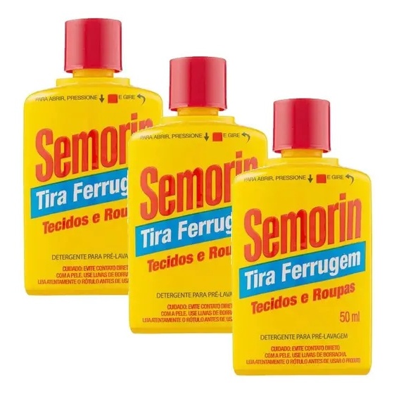 Tira Manchas Detergente Anti Ferrugem Semorin Kit com 3